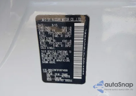 2015 Infiniti Qx80 from USA, damaged, VIN JN8AZ2NF5F9574699